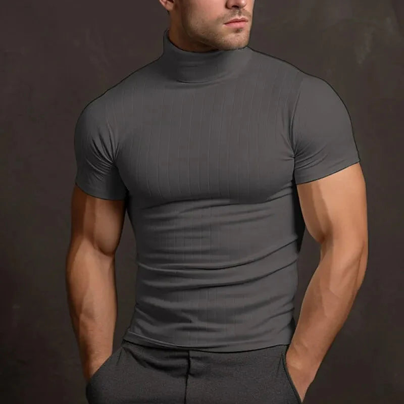 Levoire | Pull Col Roulé Ajusté À Manches Courtes Vêtements Pour Hommes Gris