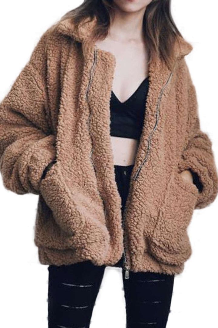 Levoire | Veste shaggy à fermeture éclair en peluche