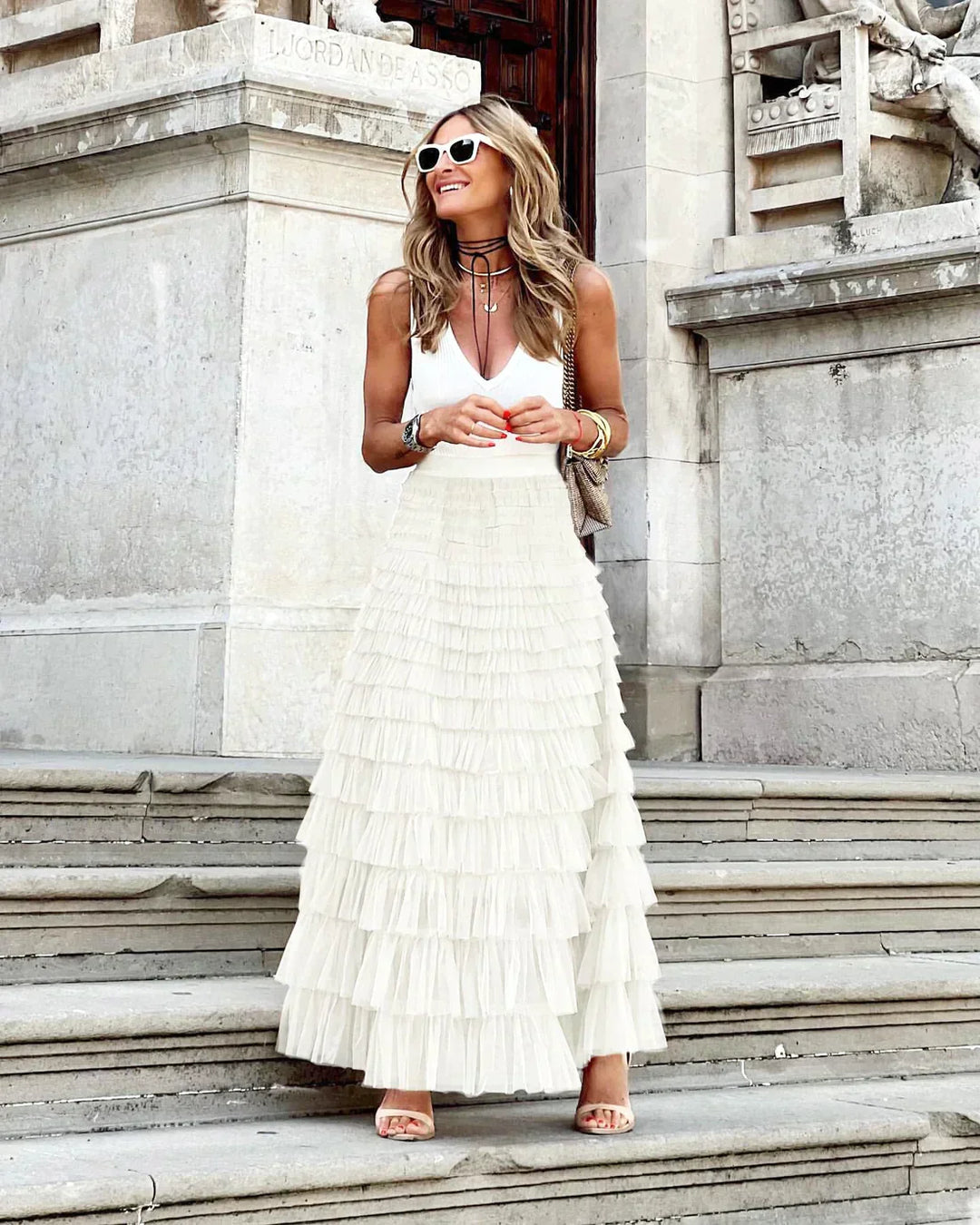 Levoire | Jupe Tendance Avec Taille Élastique Blanc