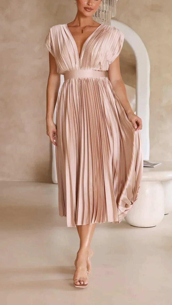 Levoire | Élégant Sexy Robe Plissée Champagne