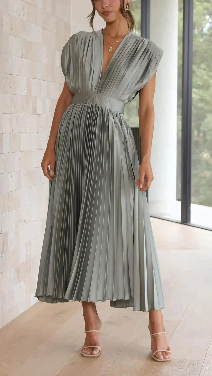 Levoire | Élégante Robe Plissée Sexy Olives