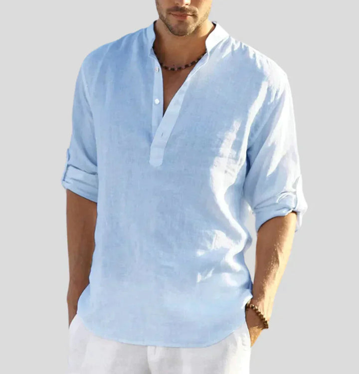 Levoire | Chemise En Lin Elegant Hommes Bleu clair