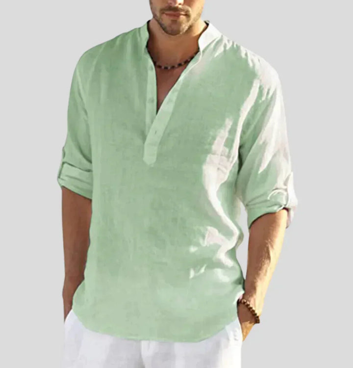 Levoire | Chemise En Lin Elegant Hommes Vert Clair