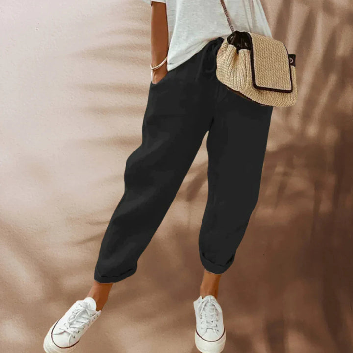 Levoire | Un Pantalon En Lin Élégant Noir