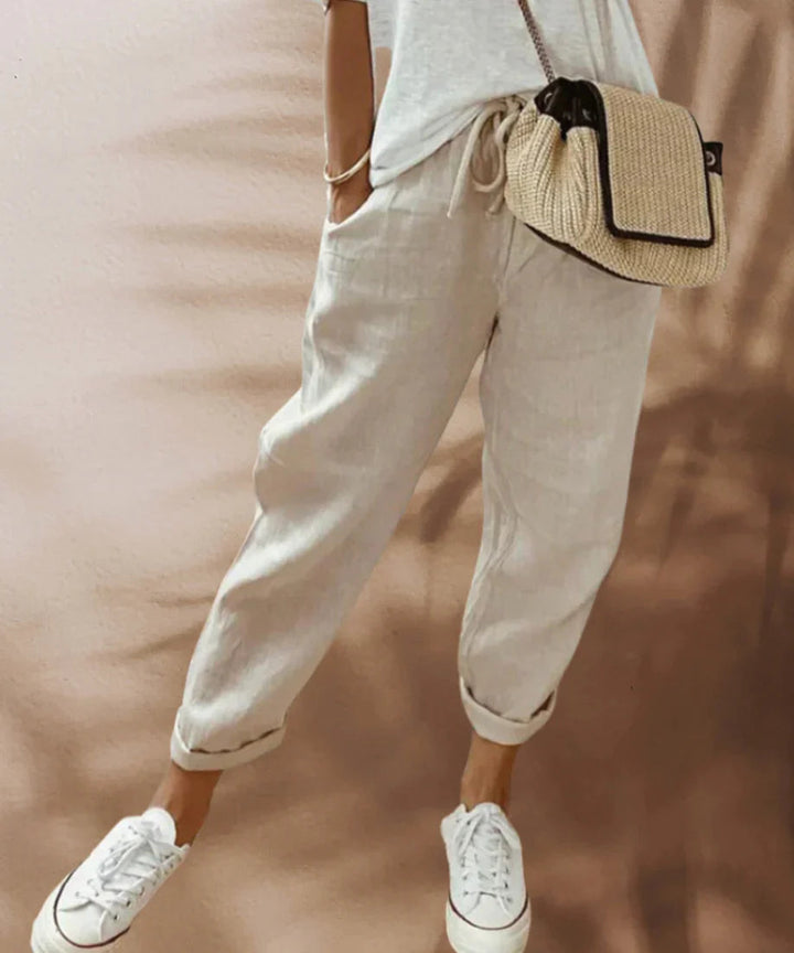 Levoire | Un Pantalon En Lin Élégant Beige