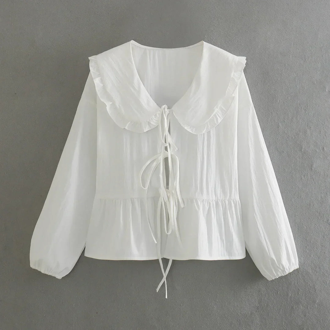 Levoire | Chic blouse en dentelle mignonne avec lacets
