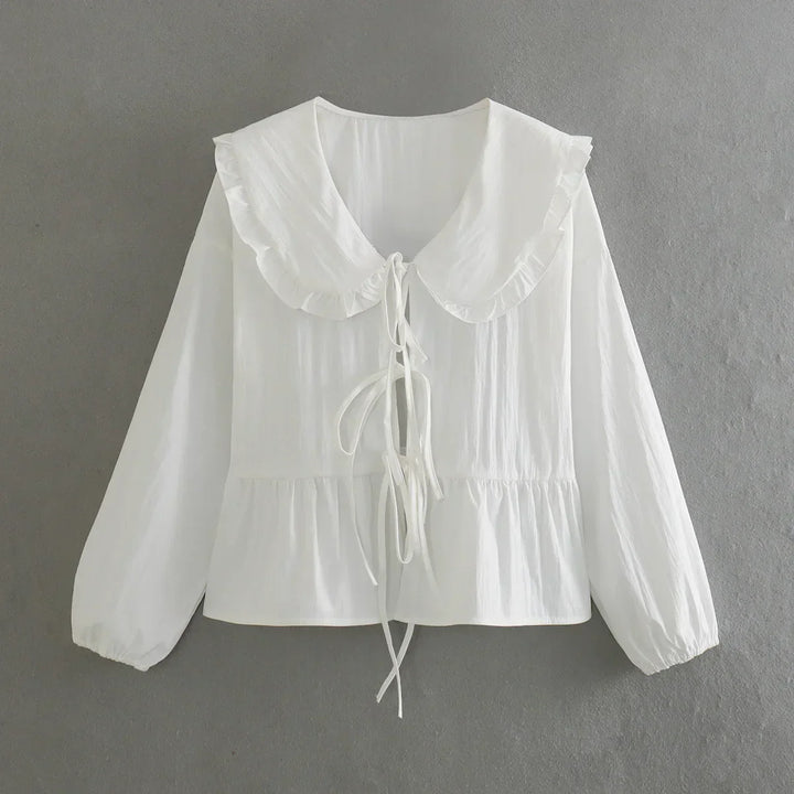 Levoire | Chic blouse en dentelle mignonne avec lacets