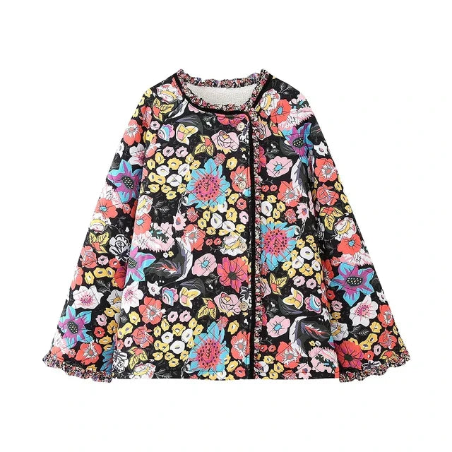 Levoire | Veste Patchwork Imprimée Weinlese Noir fleuri