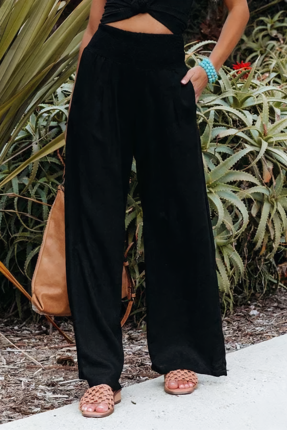 Levoire | Pantalon-Palazzo-En-Coton-Et-Lin Noir