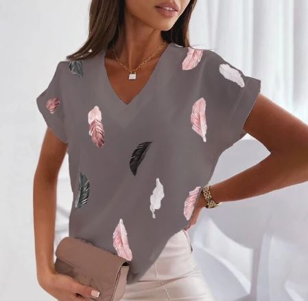 Levoire | Mode T-Shirt Avec Col En V Gris foncé