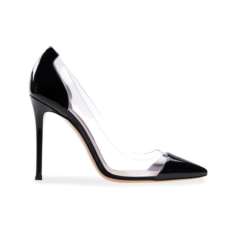 Levoire | chaussures à talons avec pointes aigües et panneau latéral transparent NOIR
