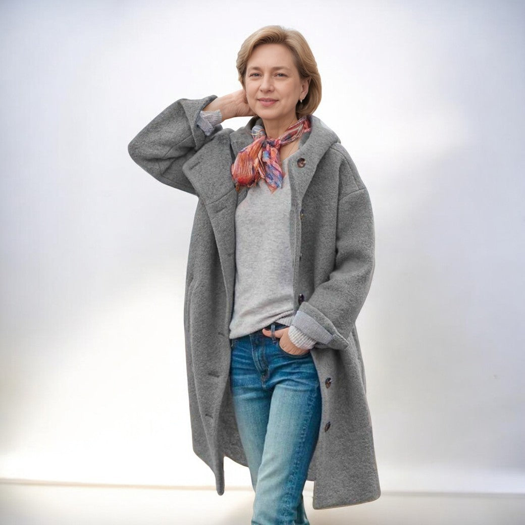 Levoire | Veste à boutons à manches longues avec capuche Gris
