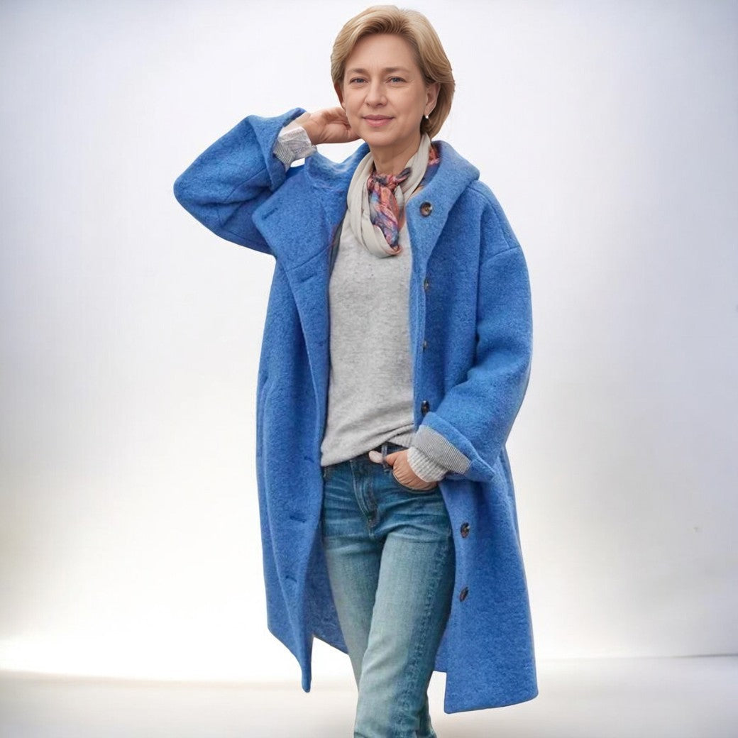 Levoire | Veste à boutons à manches longues avec capuche Bleu
