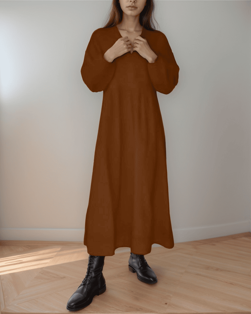 Levoire | Élégant Col En V Et Manches Longues Braun