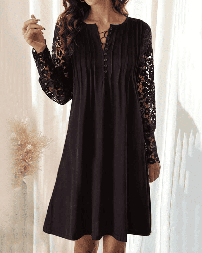 Levoire | Élégante Chemise Plissée En Satin À Manches Longues Noir