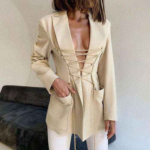 Levoire | Blazer À Lacets Poches De Bras Manteau Mince