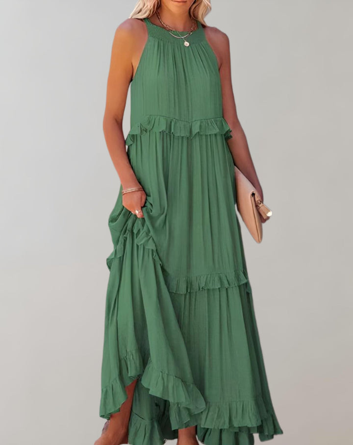 Levoire | Robe Maxi Pour Femmes Tissu Léger Et Fluide Vert