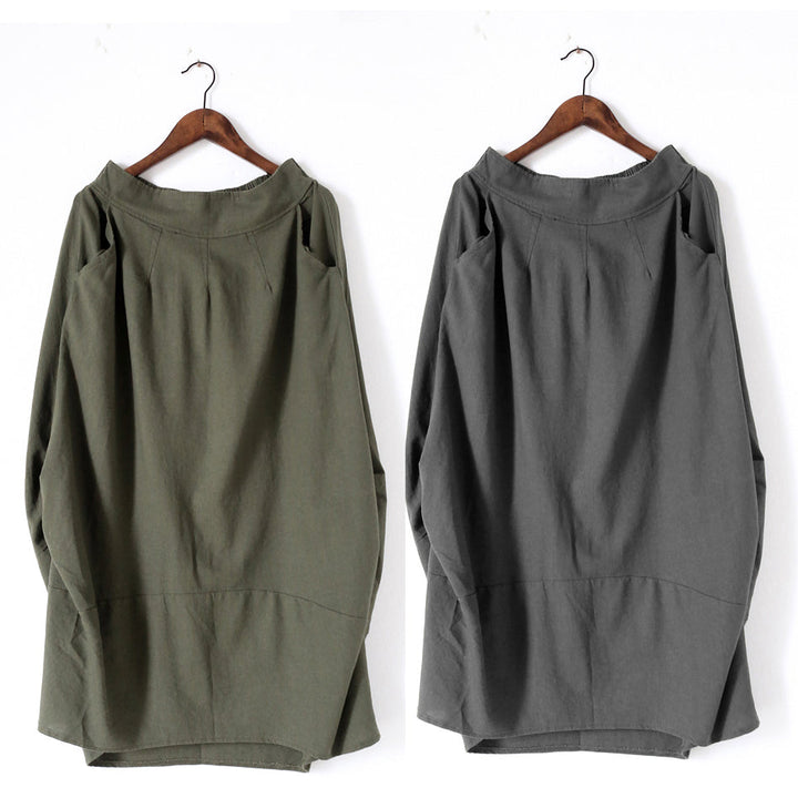 Levoire | Jupe Maxi Longue Verte Simple En Lin Avec Poches