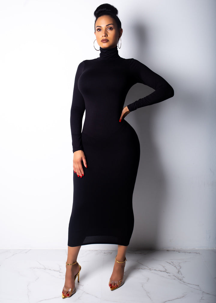 Levoire | Robe Maxi Ajustée Élégante Avec Col Montant
