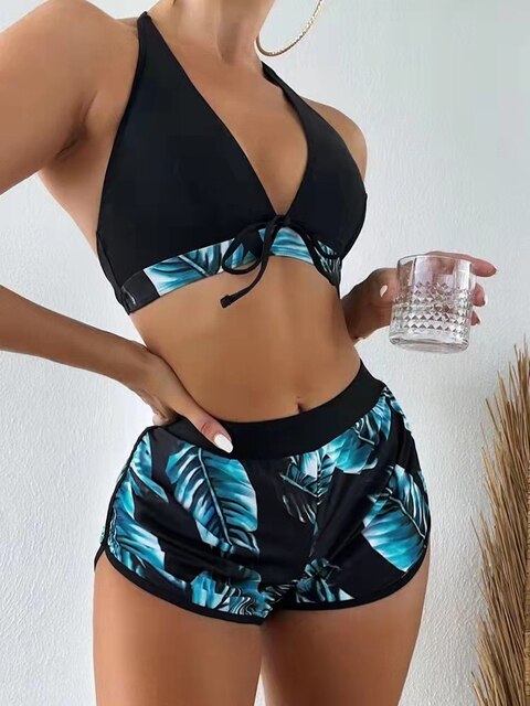 Levoire | Bikini à imprimé feuilles BlBleu