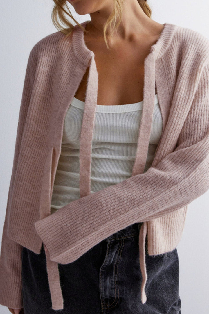 Levoire | Gilet Avec Ceinture À Nouer Et Côtes Pour Femmes Rosa