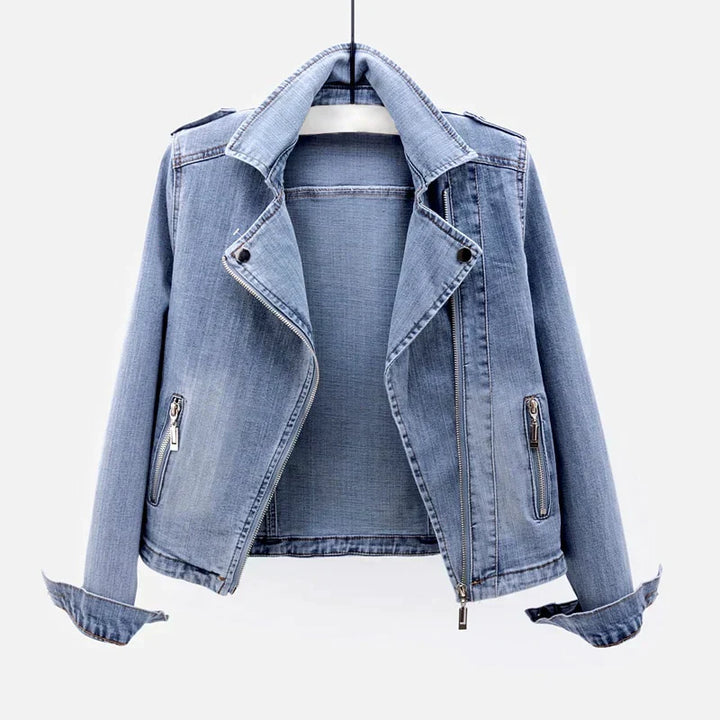 Levoire | Veste En Denim À Manches Longues Avec Fermeture Éclair Et Poches Bleu clair