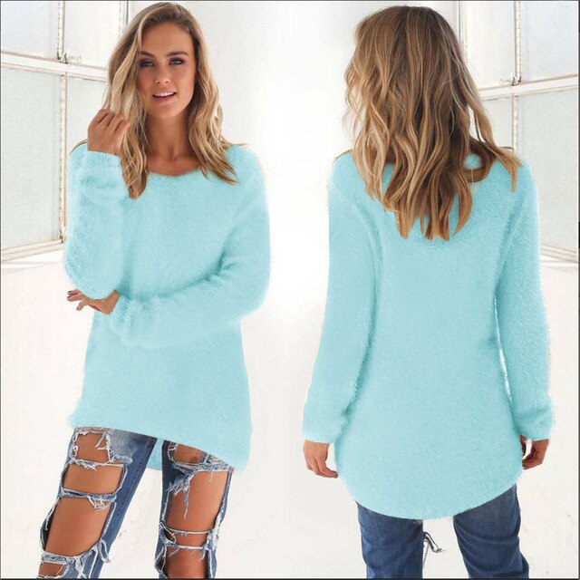 Levoire | Chaud Col Rond Manches Longues Pull Bleu ciel