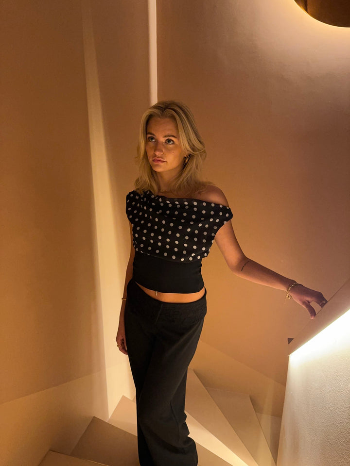 Levoire | Top À Pois Amusant & Chic Noir Blanc