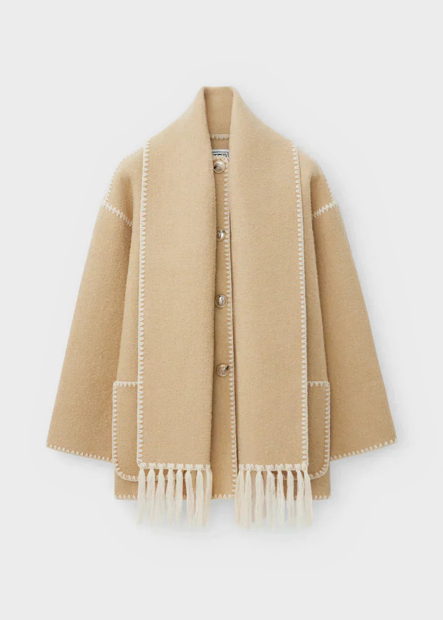 Levoire | Veste Élégante Pour Femmes Avec Franges Beige