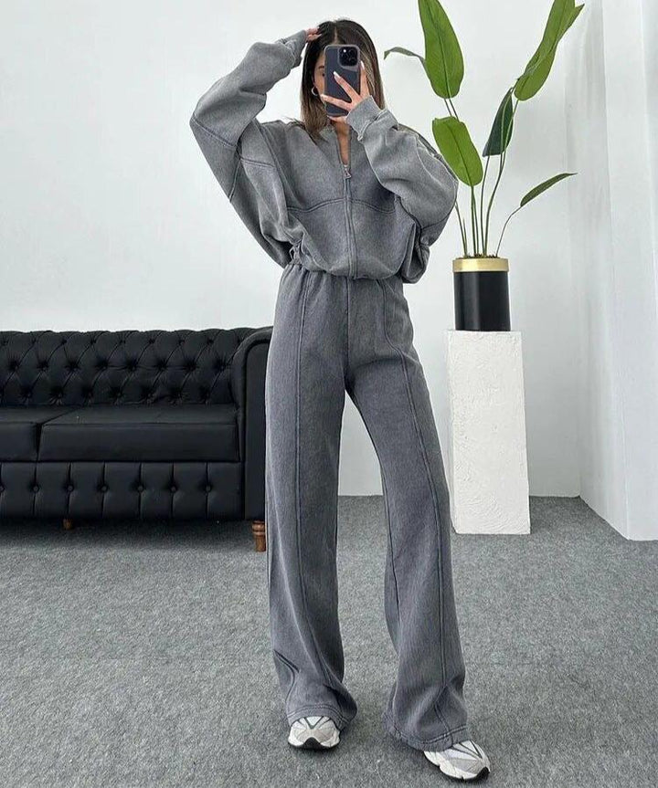 Levoire | Pantalons De Jogging À Jambes Larges Ensemble Composé De Survêtements Pour Femmes Gris foncé