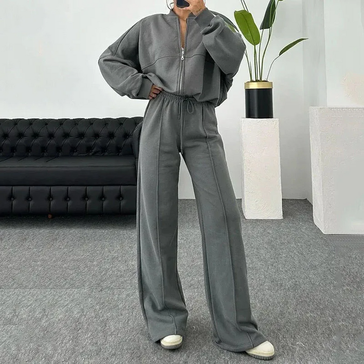 Levoire | Pantalons De Jogging À Jambes Larges Ensemble Composé De Survêtements Pour Femmes Gris clair