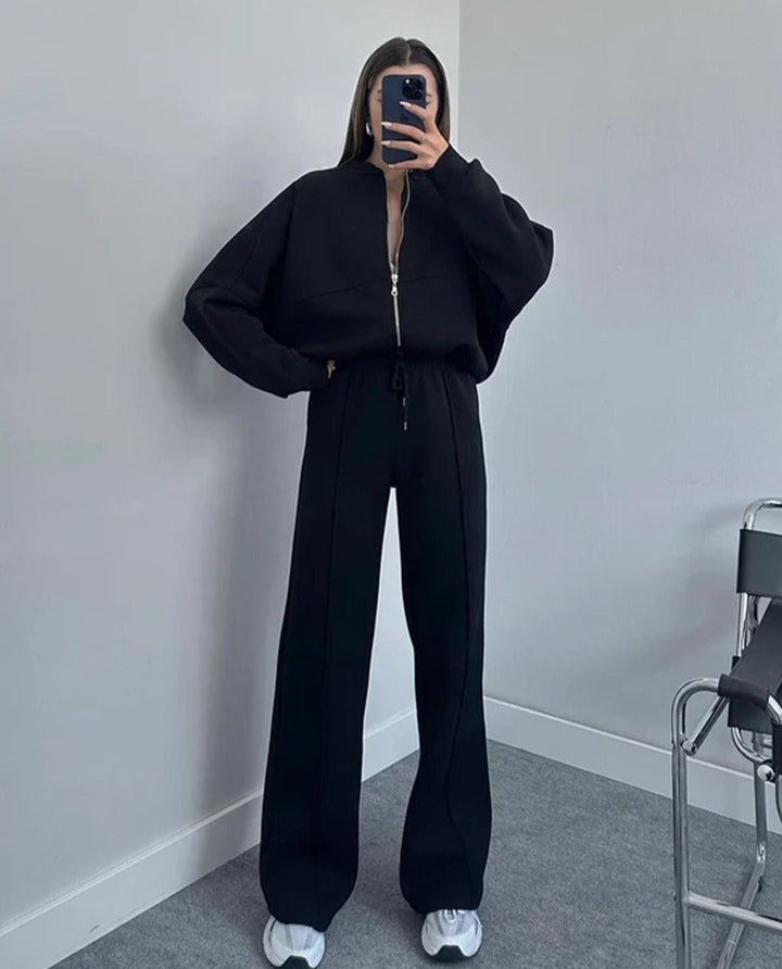 Levoire | Pantalons De Jogging À Jambes Larges Ensemble Composé De Survêtements Pour Femmes Noir