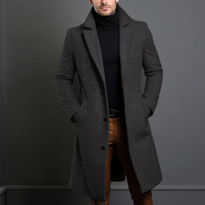 Levoire | Classique Long En Laine Avec Une Poitrine Pour Hommes Gris