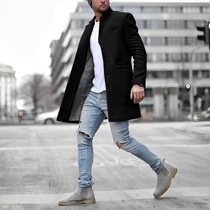 Levoire | Manteau Long À Manches Longues Avec Boutons Noir