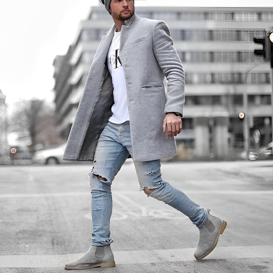 Levoire | Manteau Long À Manches Longues Avec Boutons Gris