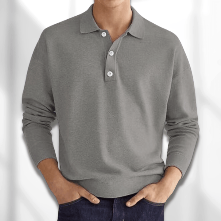 Levoire | Col À Demi Bouton Chemises À Manches Longues Vêtements Pour Hommes Gris