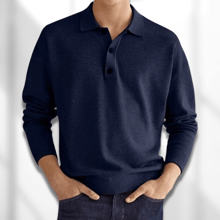 Levoire | Col À Demi Bouton Chemises À Manches Longues Vêtements Pour Hommes Bleu