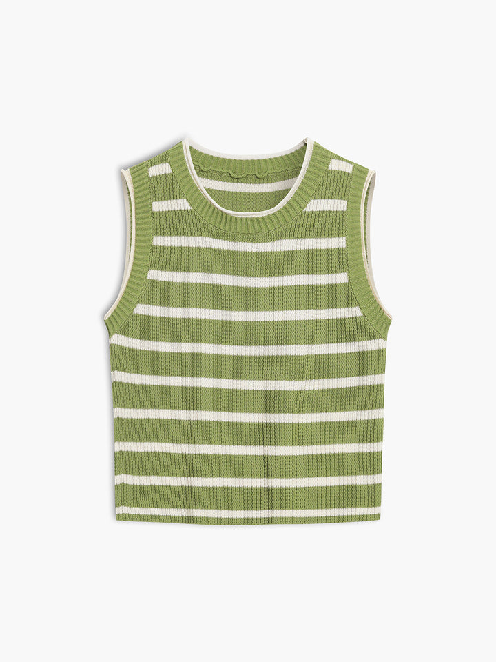 Levoire | Tricot Rayé À Épaules Dénudées Pour Dames Vert Une taille