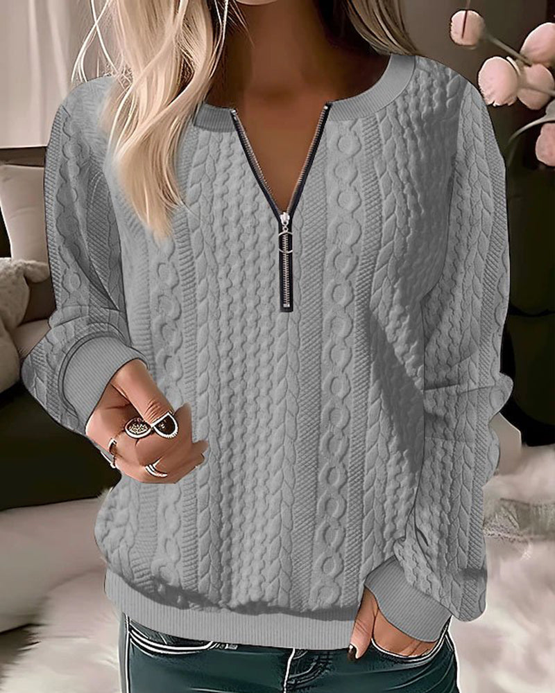 Levoire | Demi Fermeture Éclair Forme Ample Manches Longues Avec Demi Fermeture Éclair Vêtements Pour Femmes Gris