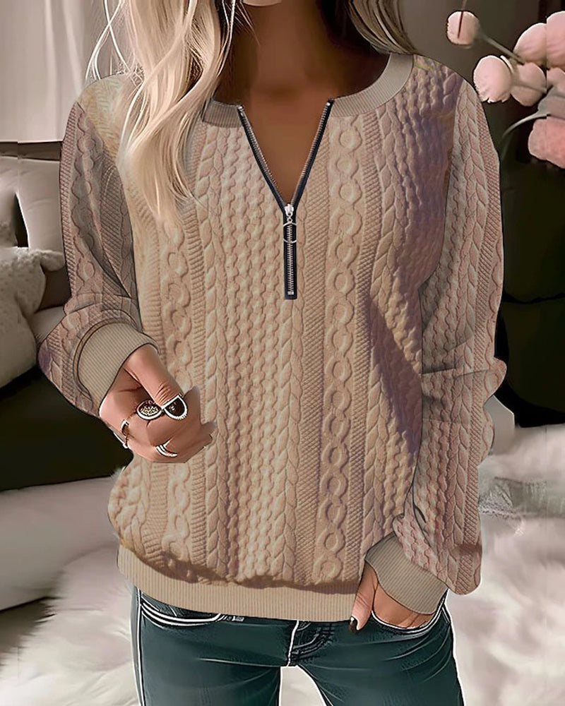 Levoire | Demi Fermeture Éclair Forme Ample Manches Longues Avec Demi Fermeture Éclair Vêtements Pour Femmes Khaki