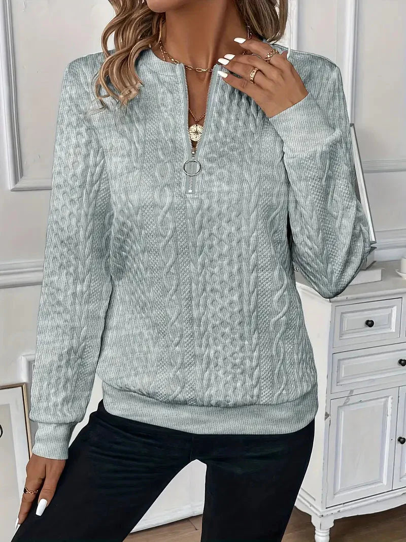 Levoire | Fermeture Éclair Semi-Ouverte Coupe Régulière Sweat À Col Rond Avec Fermeture Éclair Semi-Ouverte Vêtements Pour Femmes