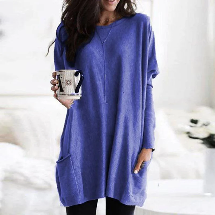 Levoire | Tops À Manches Longues Coupe Ample Pull Long Vêtements Pour Femmes Bleu foncé