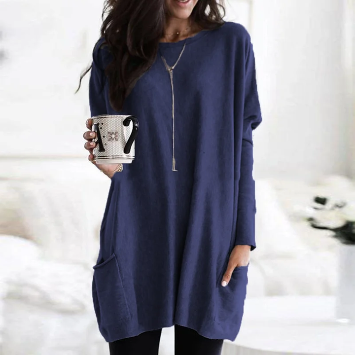 Levoire | Tops À Manches Longues Coupe Ample Pull Long Vêtements Pour Femmes Bleu marin