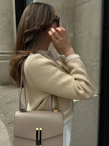 Levoire | Simple Carre Beige Blazer Vestes Femme