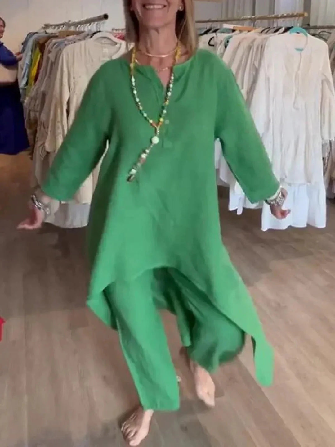 Levoire | Modèle Décontracté Vêtements En Lin Adaptés Vêtements Pour Femmes Vert