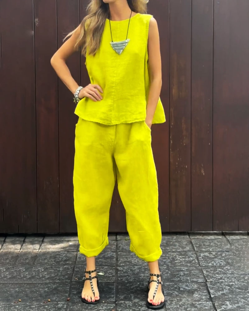 Levoire | Coupe Décontractée Vêtements D'Été Sans Manches Ensemble Co-Ord Pour Femmes