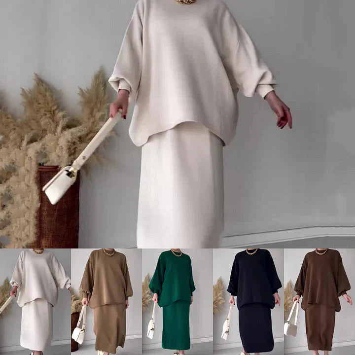 Levoire | Grande Taille Manches Longues Jupe Midi Ensemble Femme Co Ord Set