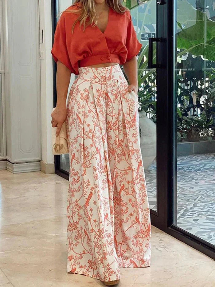 Levoire | Pantalon Ample Ajusté Avec Jambes Larges Vêtements Pour Femmes Rouge