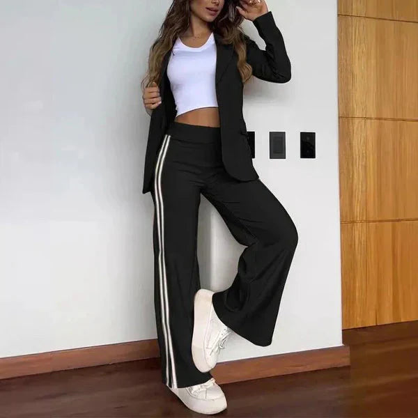 Levoire | Blazer Décontracté Et Pantalon À Coupe Large Pour Femmes Noir