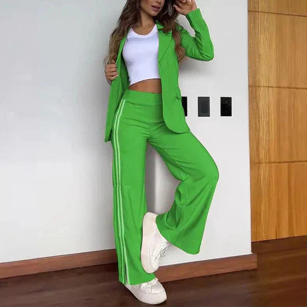 Levoire | Blazer Décontracté Et Pantalon À Coupe Large Pour Femmes Vert